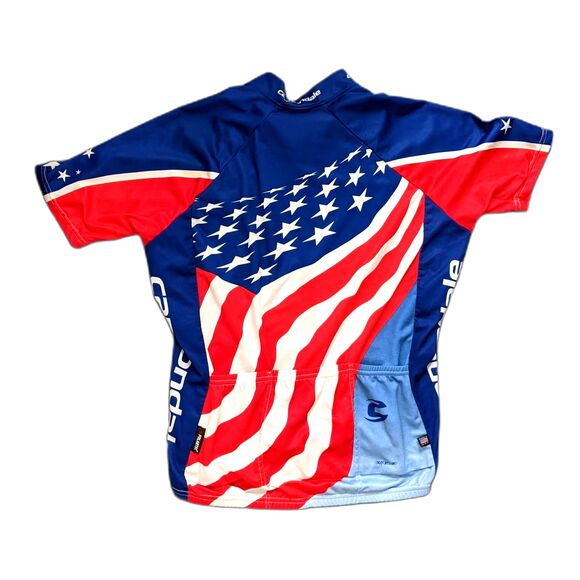 Men's Cannondale Cycling Pullover Zip Jersey Shirt XL Red White Blue USA Flag - Picture 2 of 7